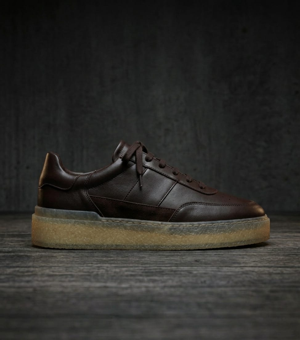Sneaker cuir brun